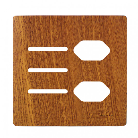 Placa p/ 3 Interruptores + 2 Tomadas 4x4 - Novara Cumaru